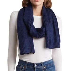 UGG® Ribbed Oversized Wool Blend Luxe Knit Scarf Navy Blue::Great Gift::NWT::